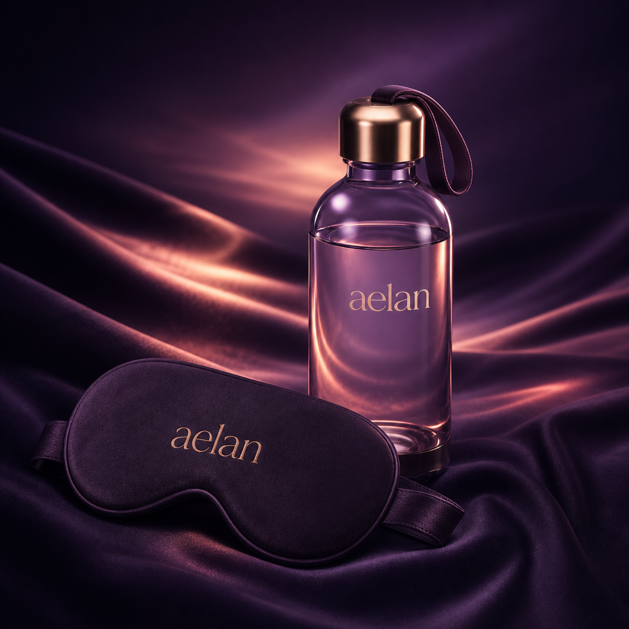 Aelan wellness bottle and silk sleep mask